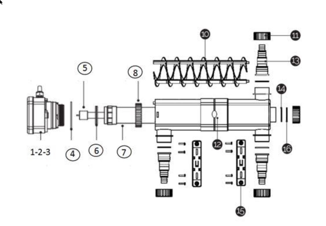 Quarzglas-Set für GUV-236 UV-C Gerät - 36 Watt CAD Diagram, Diagram