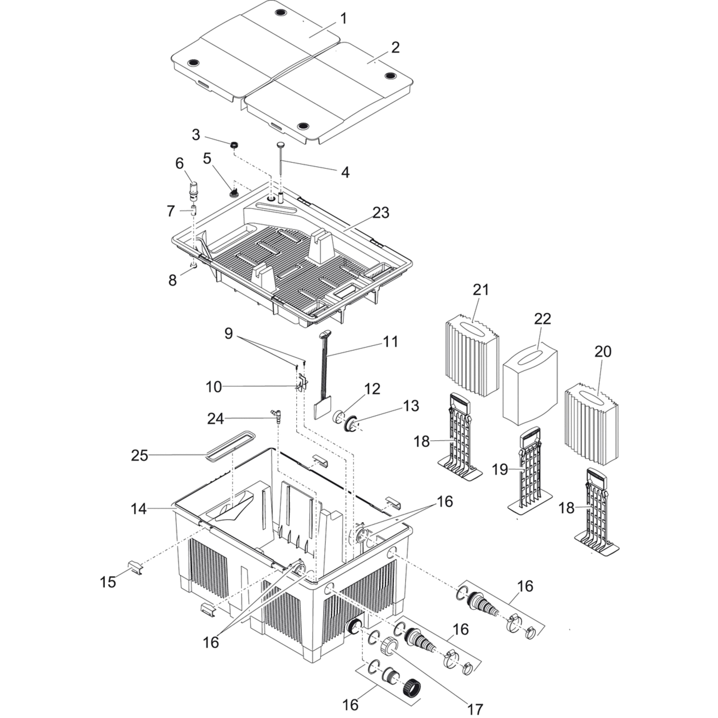 Schaumhalter BioTec 5.1/10.1 geschl. sw - Oase-Ersatzteile CAD Diagram, Diagram