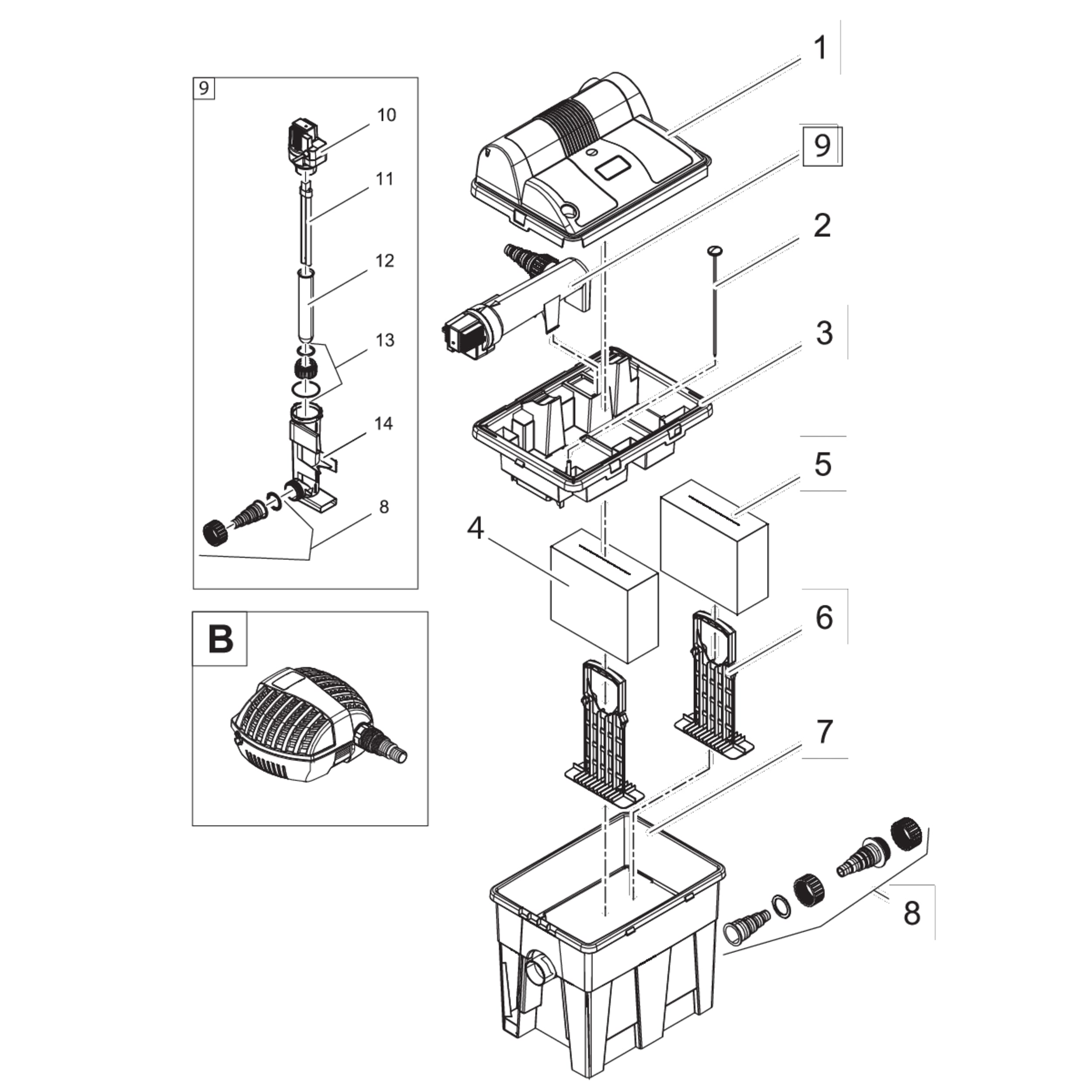 Ersatzschwamm Blue Biosmart CAD Diagram, Diagram