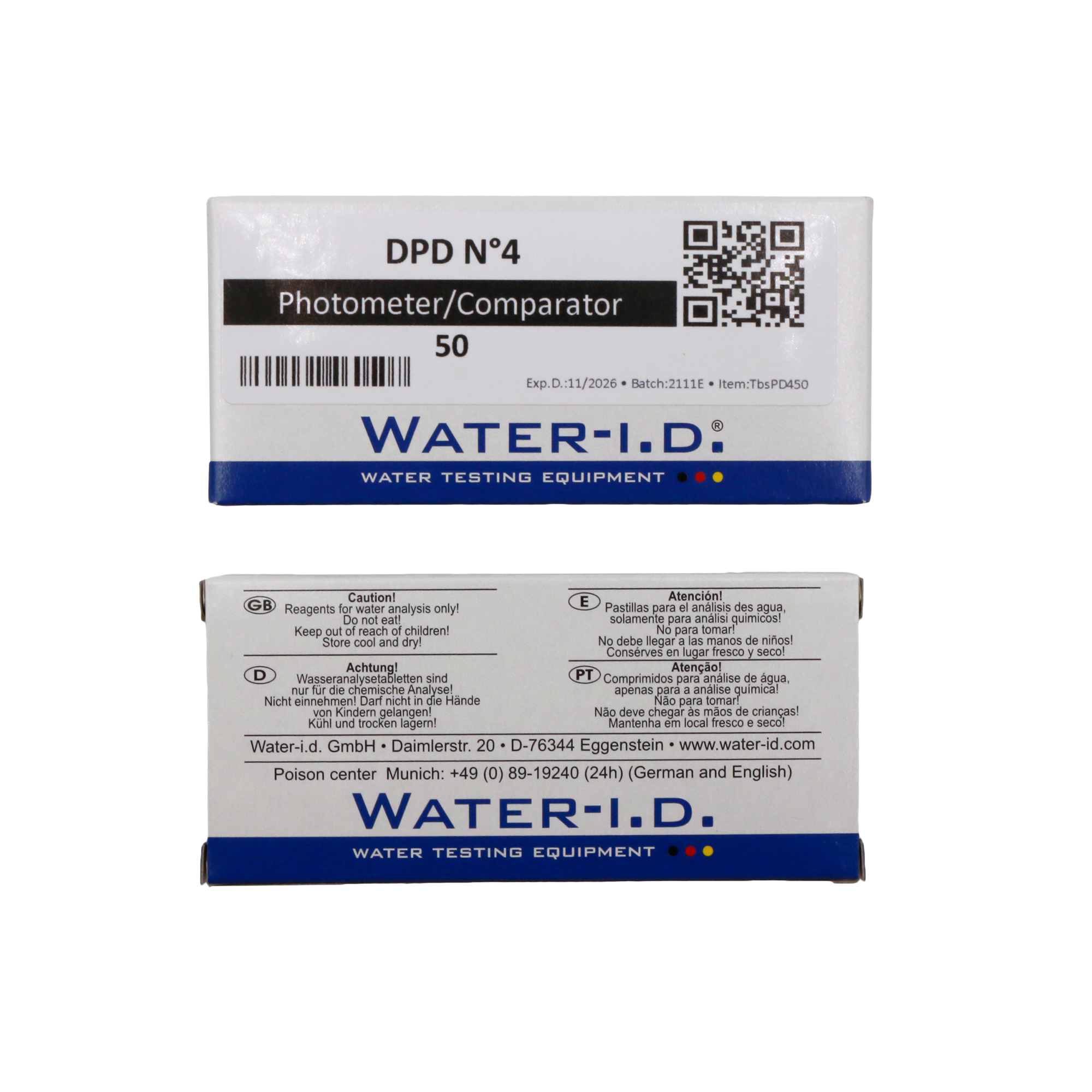 50 Tabletten DPD N°4 (Gesamtchlor) für Poollab 2.0 Text, QR Code