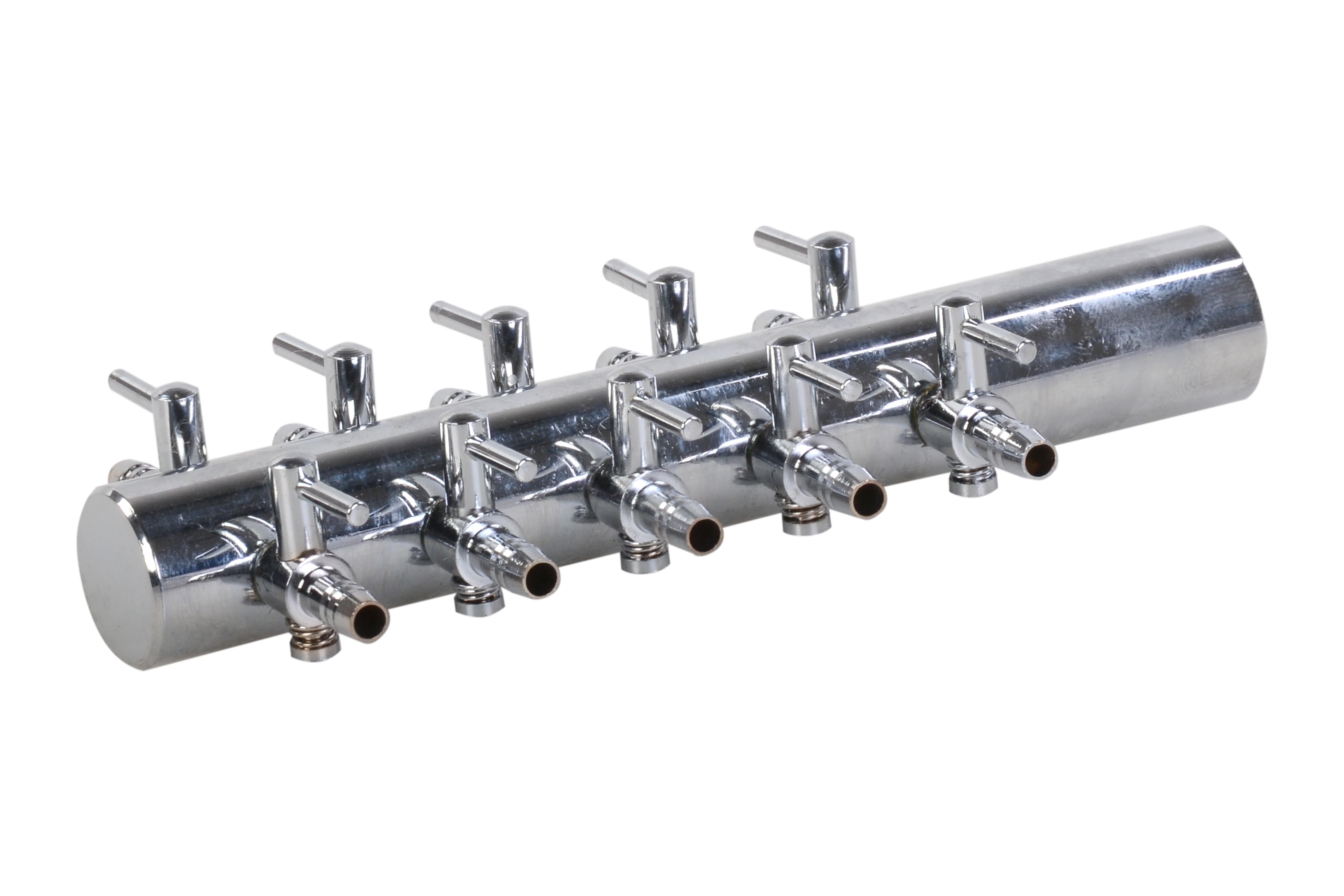 Luftverteiler für 4mm 10 Ausgänge mit Kranmessing